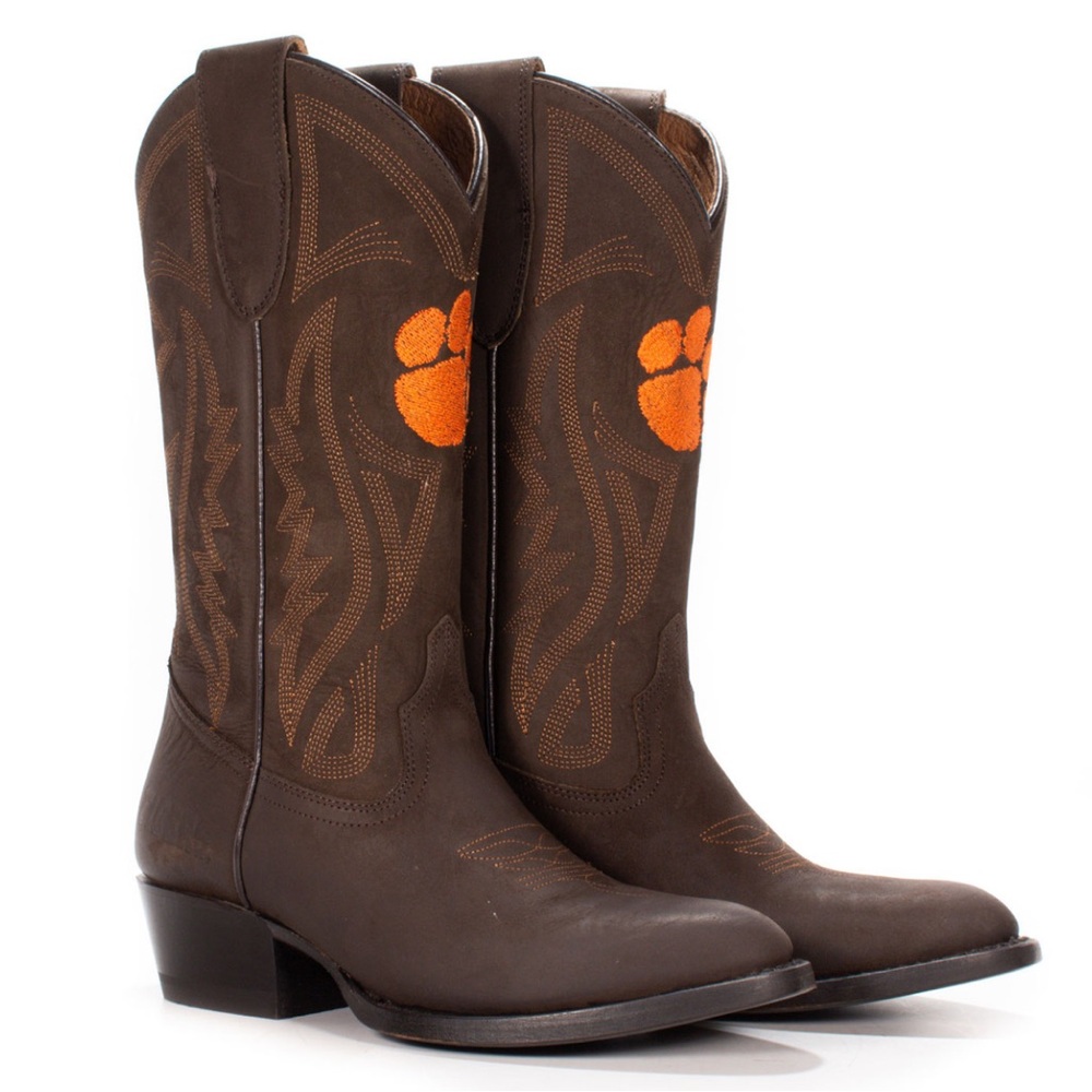 Clemson Tigers cowboy boots 8.5 women’s leather brown perfect for gameday